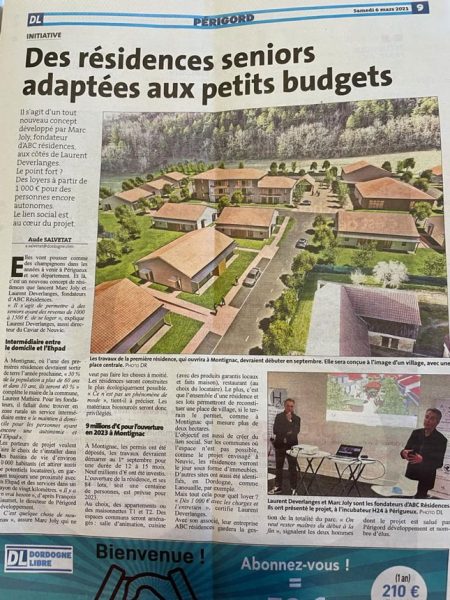 Abc Résidences en Dordogne - Article La Dordogne Libre du 6 mars 2021